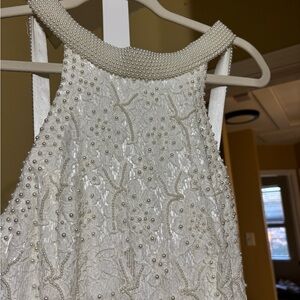 David's Bridal Ivory Beaded Dress